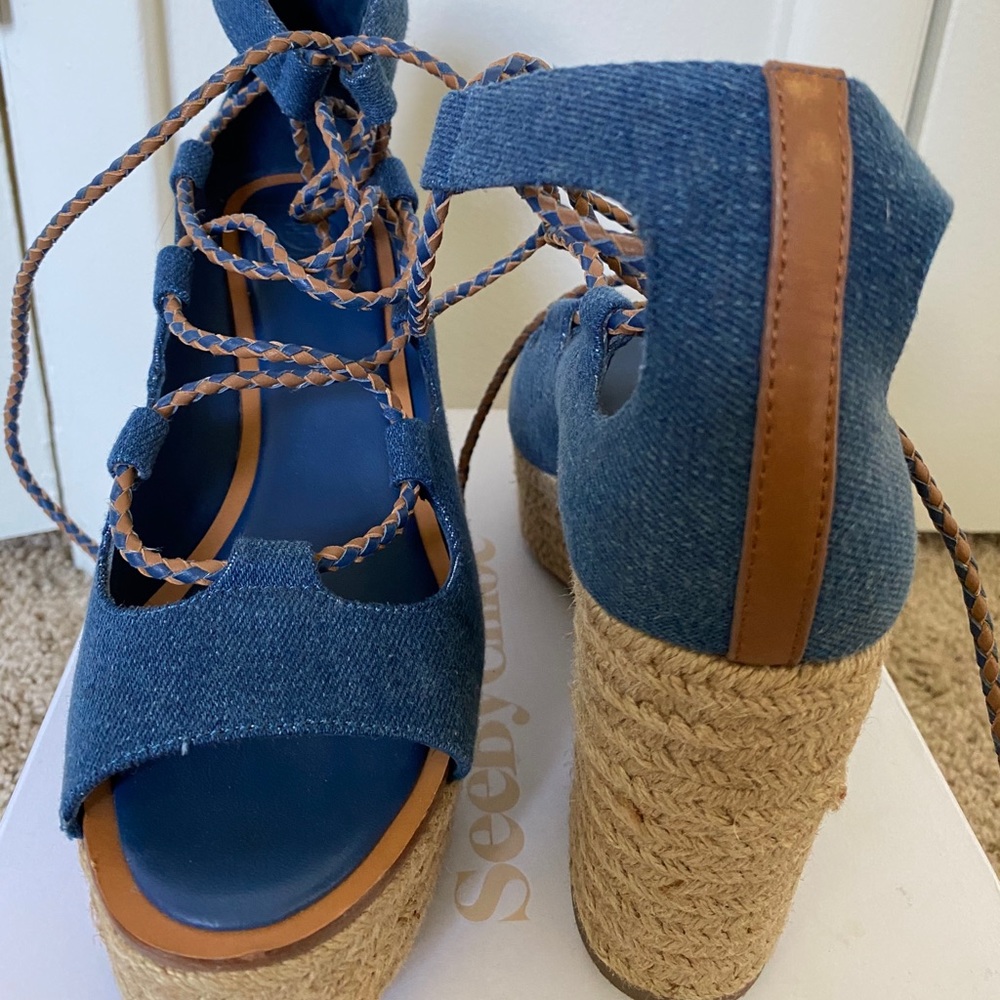 Tory Burch Positano Lace up Platform Espadrilles